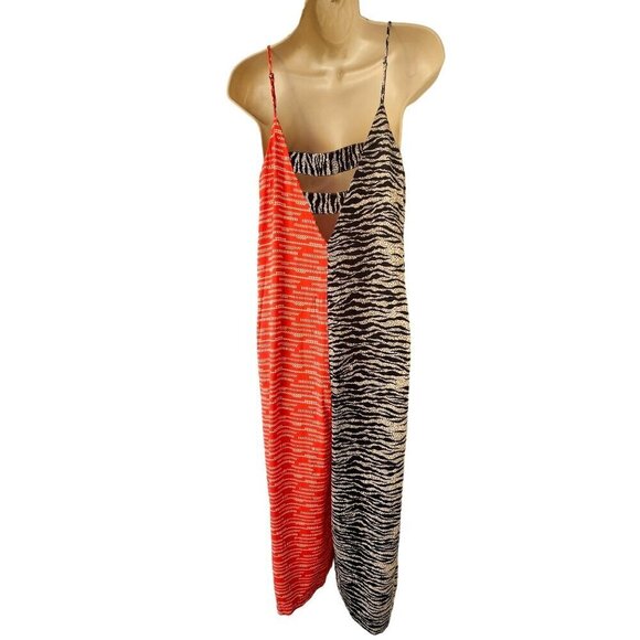 CoreyLynn Calter Anthropologie Jumpsuit Women XS Zebra Red Colorblock Adj Straps - Picture 5 of 10